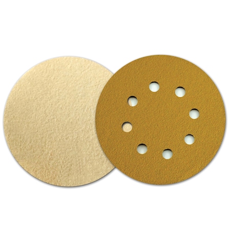 5 150 Grit C-Weight Gold Aluminum Oxide Stearate Coated Hook & Loop Disc 8 Hole